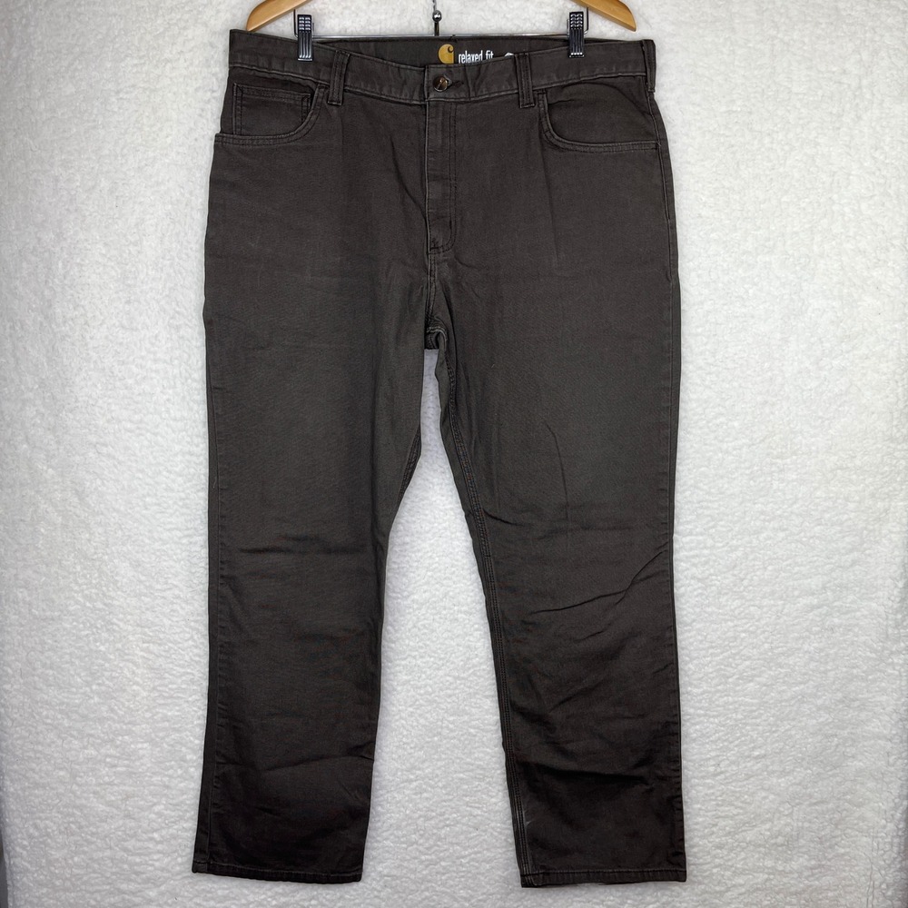 Carhartt Relaxed Fit Canvas Work Pants Mens 38x32 Brown Utility Trousers